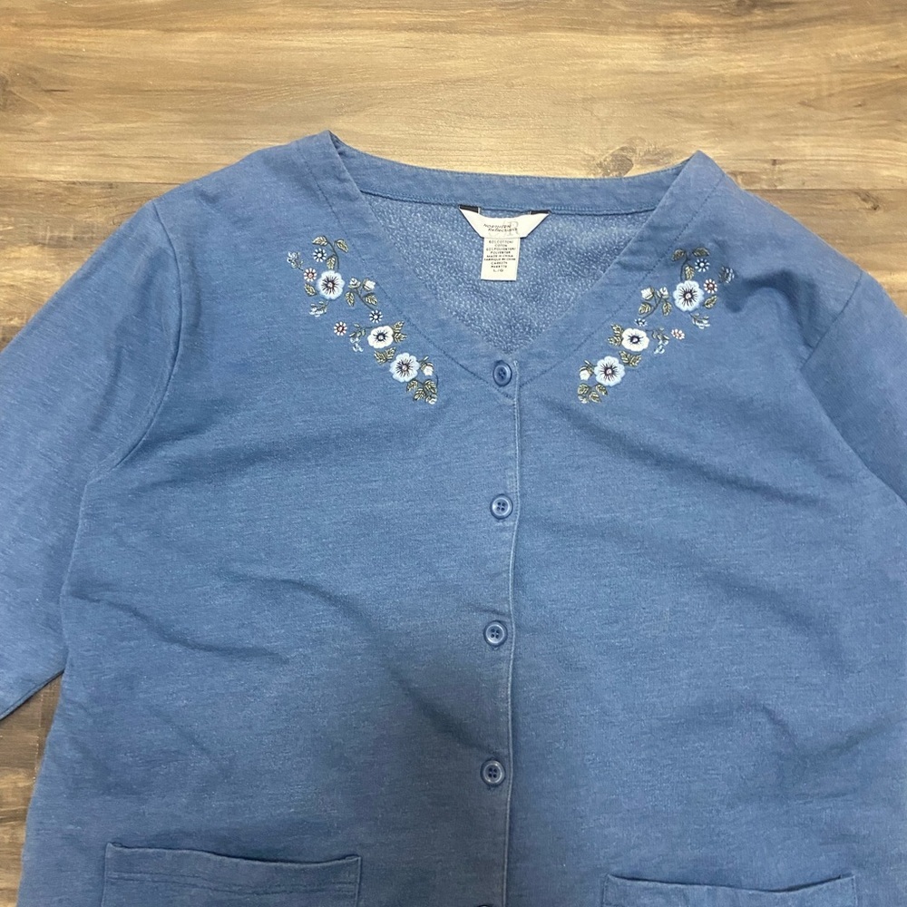 Northern Reflections Blue Embroidered Floral Cardigan - Picture 3 of 8